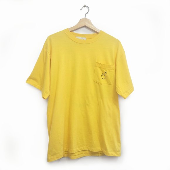 Deadstock Vintage Pocket Smiley Happy Face T-Shirt - Picture 2 of 4